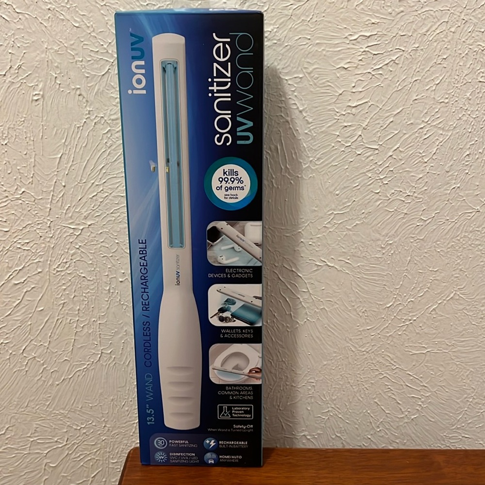 ionuv sanitizer uv wand. Rechargeable batteries kills 99.9% germs. New not open